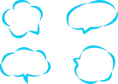 Açık mavi renkli, kalın çizgi roman konuşma baloncukları