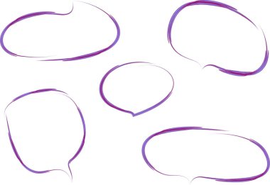 mor dekoratif karalama el çizimi sanat konuşma balonları