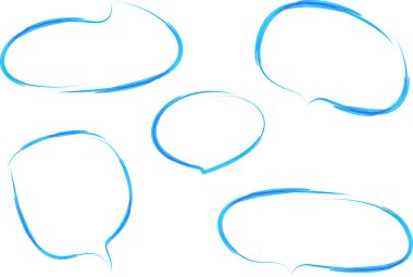 Açık mavi karalama el çizimi sanat konuşma baloncukları