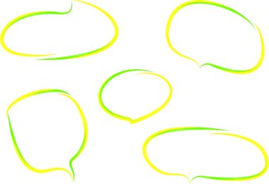 Sarı yeşil renkli el çizimi konuşma baloncukları seti