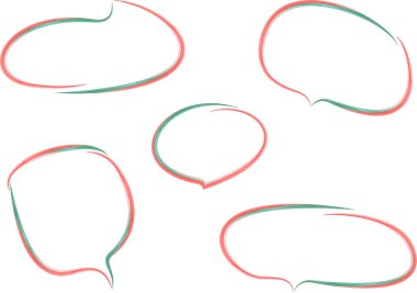 kırmızı yeşil renkli el çizimi konuşma baloncukları seti