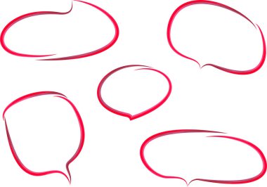 kırmızı siyah renkli el çizimi konuşma baloncukları ayarlandı