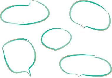 yeşil kahverengi renkli el çizimi konuşma baloncukları seti