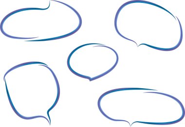 Koyu mavi dekoratif karalama el çizilmiş sanat konuşma baloncukları