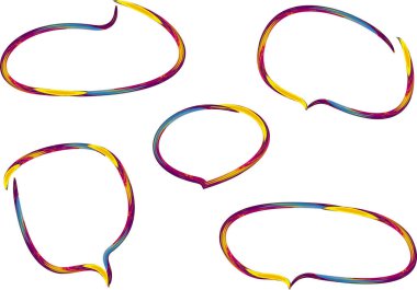 Renkli sanat eserleri, kalın konuşma baloncukları.