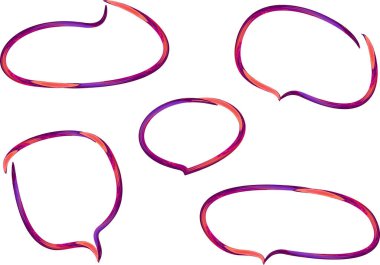 mor turuncu renkli sanat eserleri, kalın konuşma baloncukları.