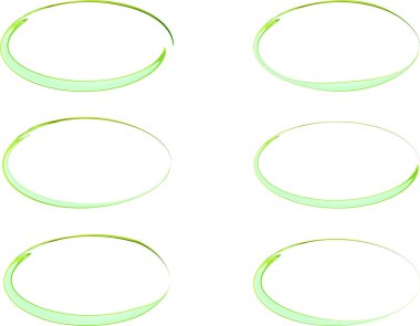 yeşil renkli dekoratif zarif soyut elips seti