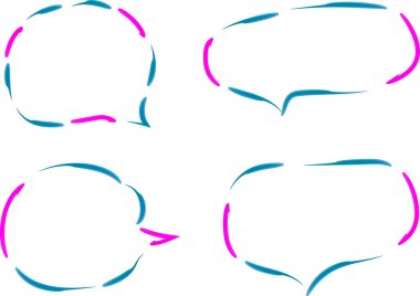 Mavi fuşya pembe renkli soyut noktalı konuşma baloncukları