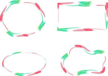 kırmızı yeşil soyut, soyut, kalın, noktalı çizgi düzensiz çerçeve koleksiyonu