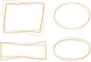 turuncu renkli kare ve daire çizim çerçeveleri ayarlandı