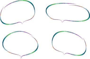 parlak yeşil çok renkli sanat eserleri konuşma baloncukları seti