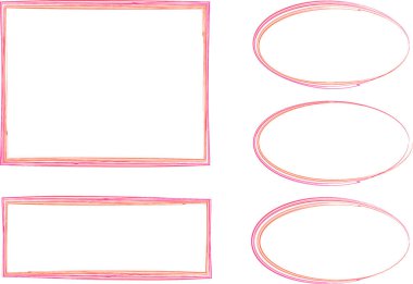 kırmızı pembe turuncu renkli soyut çerçeve şekiller çizgi sanat koleksiyonu