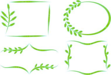 parlak yeşil renkli soyut dekoratif süslemeli çerçeveler