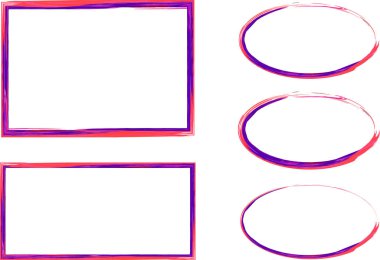 Mavi kırmızı pembe renkli, kabataslak, soyut çerçeveler.