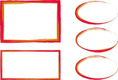 red orange colorful art sketchy abstract frames