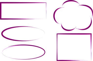 mor renkli farklı desenler soyut çerçeveler düzensiz şekiller ayarlandı