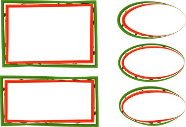 yeşil kırmızı renkli soyut şekiller çerçeveler yaratıcı sınırlar ayarlandı