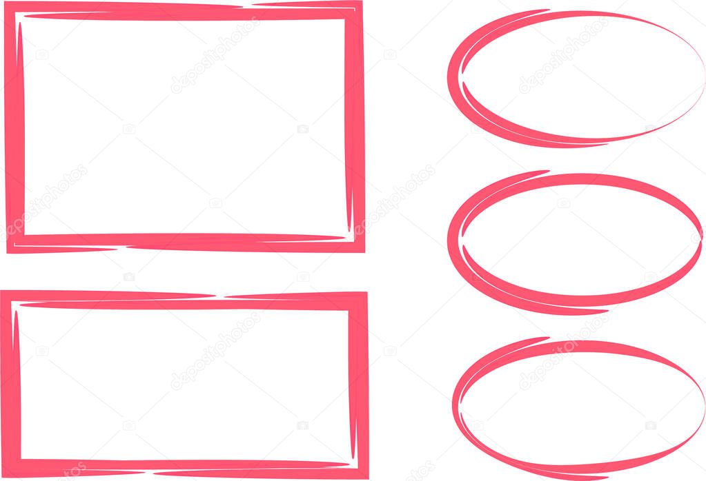 Pink color abstract shapes frames art borders set