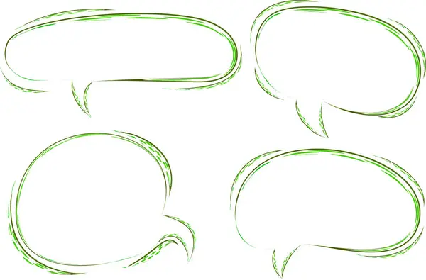 yeşil renkli şablon ana hatları soyut konuşma baloncukları vektörü ayarlar