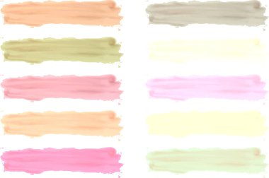 Pastel renkli soyut sıçrama fırça darbeleri palet setini