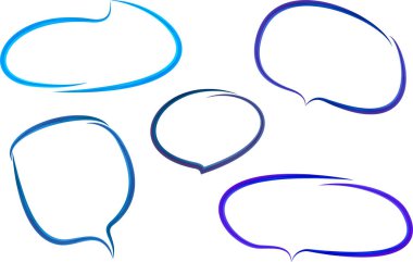 Mavi gölgeler dekoratif karalama el çizilmiş sanat konuşma balonları