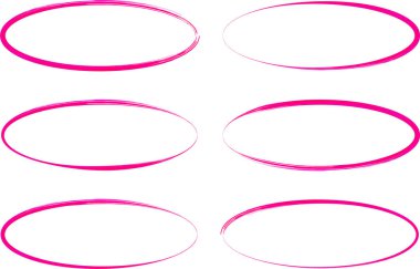 parlak pembe soyut fırça darbesi oval elips seti