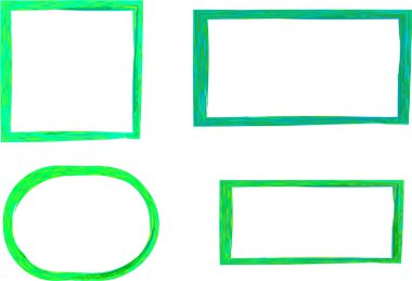 yeşil renkli karalama deseni soyut şekiller çerçeve koleksiyonu
