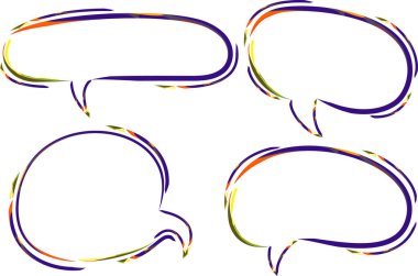 mavi renkli desen soyut yaratıcı karalama konuşma baloncukları seti