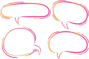 pembe sarı renkli desen soyut yaratıcı karalama konuşma baloncukları seti