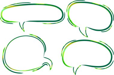 yeşil renkli desen soyut yaratıcı karalama konuşma baloncukları seti