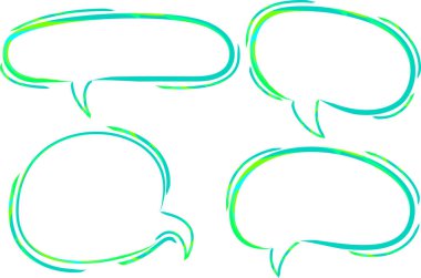 parlak yeşil nane renginde desen soyut yaratıcı karalama konuşma baloncukları seti