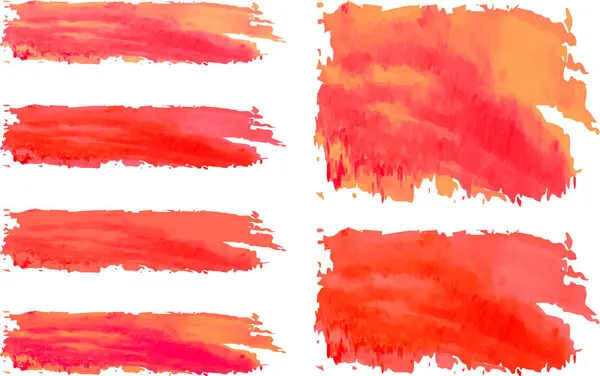 kırmızı renkli desenli soyut fırça darbeleri seti