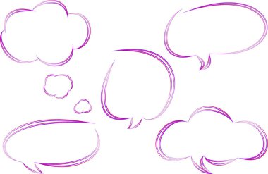 soyut çizgi sanat mor pembe renkli konuşma baloncukları seti