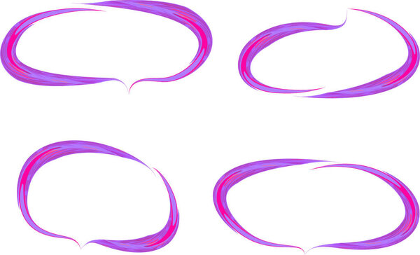 purple pink colorful creative thick speech bubbles set