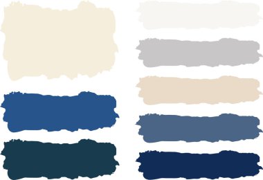 mavi bej renk koleksiyonu soyut fırça darbesi biçimi pankartları ayarlandı