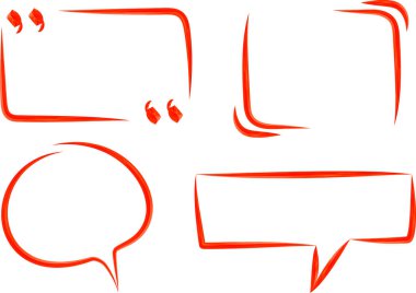 parlak kırmızı renk alıntı çerçeveleri ve konuşma baloncukları