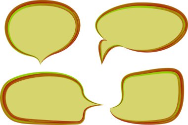 Açık yeşil arkaplan ile kahverengi konuşma baloncukları ayarlandı