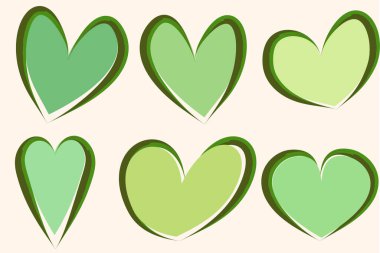 yeşil renkli el soyut kalp koleksiyonu