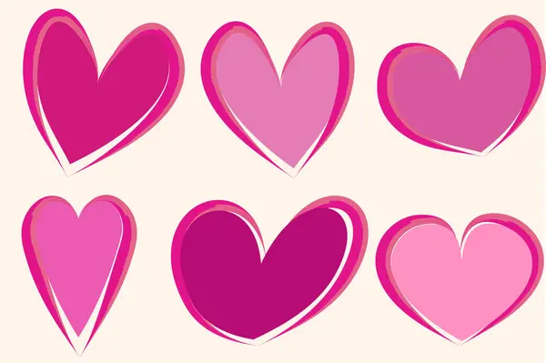 koyu pembe eflatun renkli el soyut kalp koleksiyonu