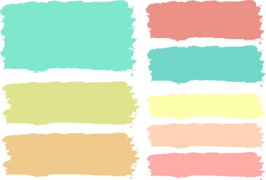 Pastel renkler palet soyut sancaklar fırça darbeleri ayarlandı