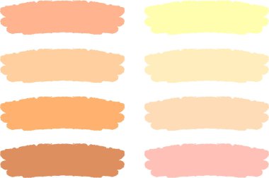 Sıcak pastel renkler, soyut yaratıcı fırça darbeleri seti