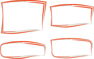 kırmızı renkli soyut geometrik çizgi sanat eğrisi çerçeveler ayarlandı