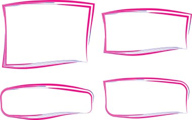 pembe fuşya mavi soyut geometrik çizgi sanat eğrisi çerçeve seti