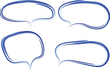 mavi renkli soyut geometrik çizgi sanat konuşma baloncukları ayarlandı