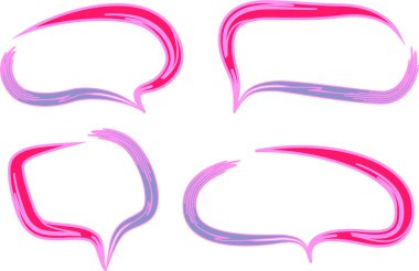 pembe mor renkli soyut sanat eseri konuşma baloncukları seti