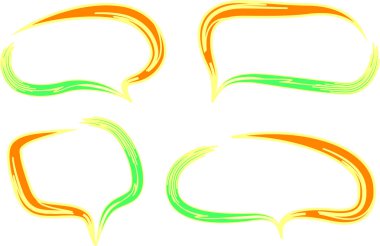 turuncu yeşil renkli soyut sanat eseri konuşma baloncukları seti