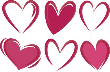 koyu pembe eflatun renkli dekoratif sanat soyut kalp koleksiyonu