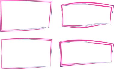 soyut pembe renkli eğri geometrik çerçeve pankartları ayarlandı