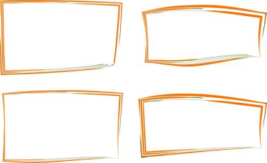 soyut turuncu yeşil renkli eğri geometrik çerçeveler ayarlandı