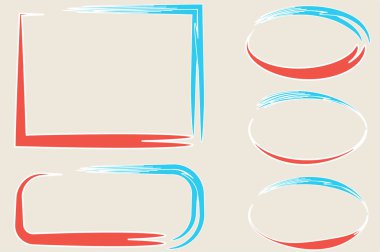 retro biçimi soyut kırmızı beyaz renkli sanat çerçeveleri ayarlandı